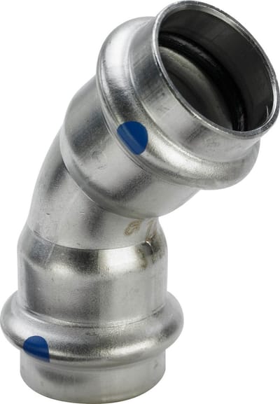 Viega Sanpress Inox LF-bocht 45 graden, d 22mm roestvrij staal Model 2326LF, 663124
