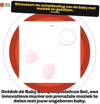 Dailygoods - Baby Bump Koptelefoon Set - Prenatale Muziek - Draagbaar en Lichtgewicht - Geluiden en Stemmen voor Baby - Perfect Cadeau voor Zwangere V...