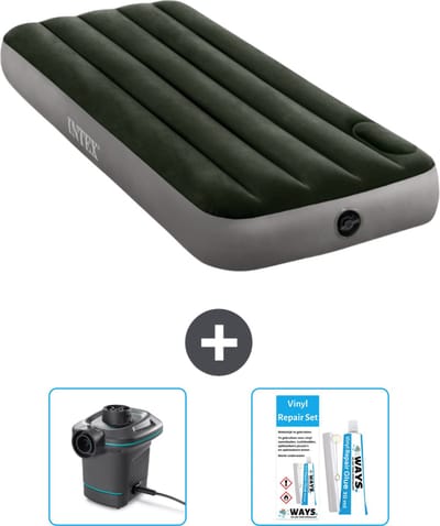 Intex Luchtbed - 1-Persoons - 76 x 191 x 25 cm - Groen - Inclusief Pomp en Reparatieset