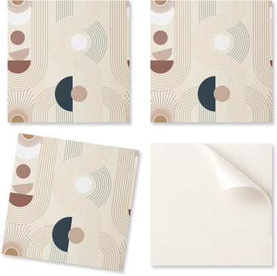 Set vinyl wandtegels met abstracte lijnen en vormen, 20x20x20 cm