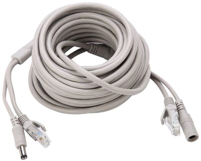 15 meter lange RJ45 DC-voedingsconnector Ethernet-videobewakingskabel, geschikt voor IP-camera-NVR-systemen, transmissiesnelheid 10 Mbps-100 Mbps (15 meter) beveiligingscamera-aansluiting.