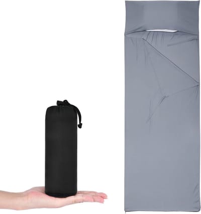 Kampeer Slaapzak Liner - Reis Laken - Hygiënisch Kamperen - Lichtgewicht & Draagbaar - 210x75cm - Grijs