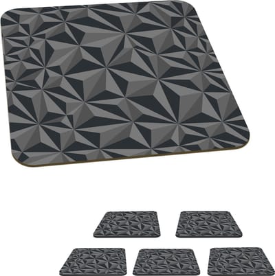 Onderzetters voor glazen - Geometrie - Grijs - 3D - Patronen - 10x10 cm - Glasonderzetters - 6 stuks