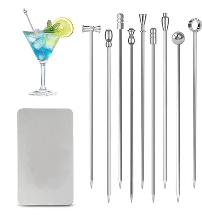 Solidchoice - Set van 9 RVS Cocktailprikkers 10.5 cm