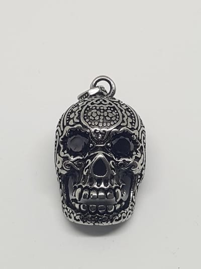 RH Jewelry® Herenhanger “Mexicaanse Skull” – 316L Chirurgisch Staal – Hypoallergeen – Inclusief Luxe Geschenkdoos