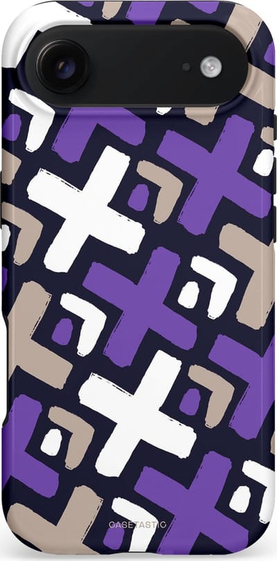 Casetastic hoesje geschikt voor Apple iPhone Air - MagSafe - Dubbellaagse bescherming - Fresh Paars Witte X's - Fashion Case - Donkerblauw Zilver Lavendel Wit