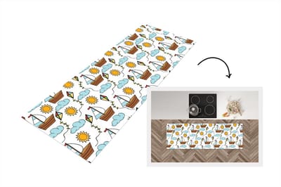 Keukenloper - Loper keuken - Vlieger - Zomer - Boot - Patroon - 150x50 cm - Keukenloper vinyl