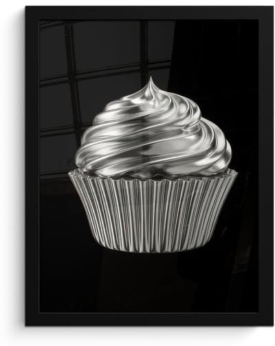 Poster in lijst - Fotolijst 30x40 cm - Posters - Cupcake - Luxueus - Zilver - Posterlijst zwart - Decoratie - Wanddecoratie woonkamer - Muurdecoratie slaapkamer