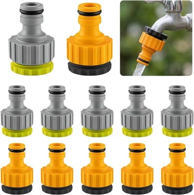 12 Stuks Tuinslangkoppelingen 1/2 Inch en 3/4 Inch | Duurzame Kunststof Tuinkraankoppeling, Slangaansluiting voor Tuin, Geschikt voor Buitengebruik en Tuinonderhoud