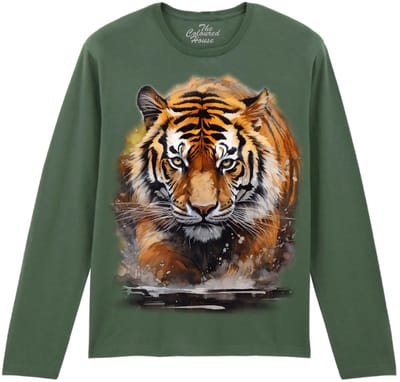 Tijger Watercolor Running Tiger The Coloured House Longsleeve T-shirt XL