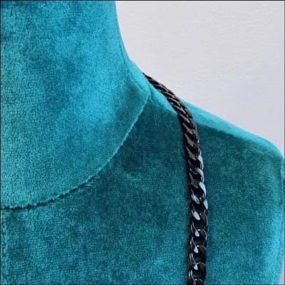 Aramat Jewels | Halskettingen | Zwarte Gourmet Schakelketting RVS | 70cm / 8mm |70cm | | Staal | Volwassenen | Verkleurd niet