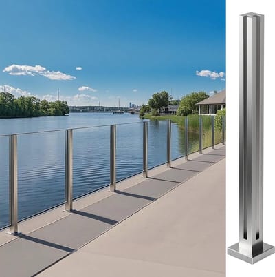 Glazen balustradepaal zonder bovenkant met spigotsleuven - 60cm RVS balustradepaal voor dek en balkon