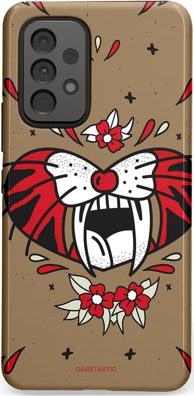Casetastic hoesje geschikt voor Samsung Galaxy A53 (2022) 5G - Dubbellaagse bescherming - Wilde kracht - Fashion Case - Taupe Donkergrijs Bordeaux