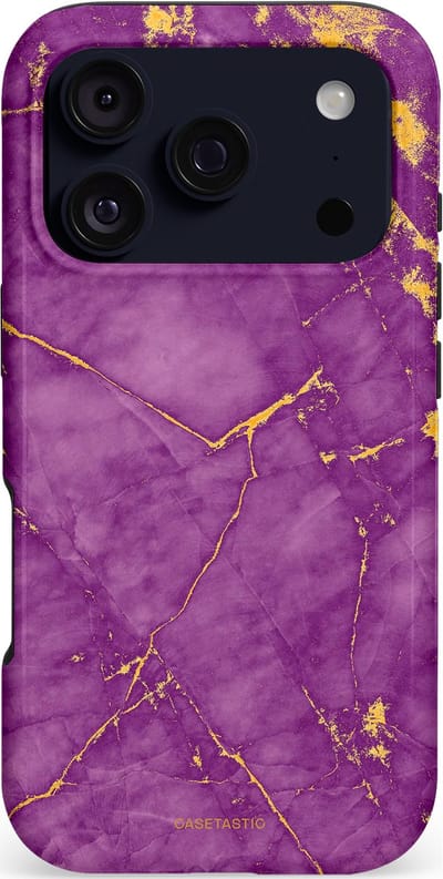 Casetastic hoesje geschikt voor Apple iPhone 17 Pro - MagSafe - Dubbellaagse bescherming - Paarse Marmer - Fashion Case - Lavendel Goud