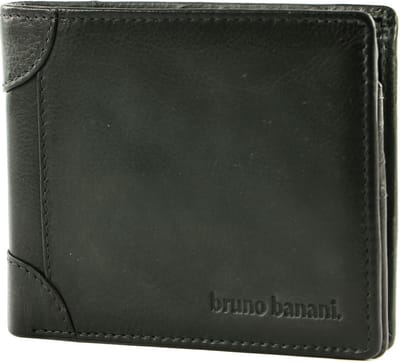 bruno banani Leren Portemonnee Wallet Black Zwart