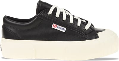 Superga 631 Stripe Platform Vegan Leather Zwart Dames Maat 36