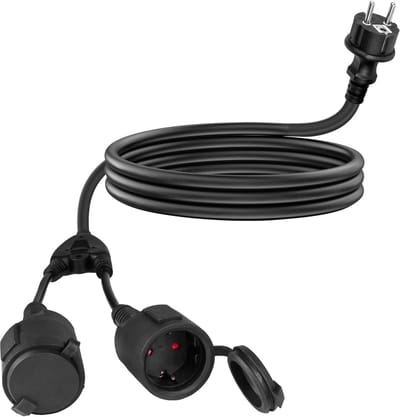 Waterdichte Verlengsnoer Buiten met 2 Schuko Stopcontacten, 2 Meter, IP44