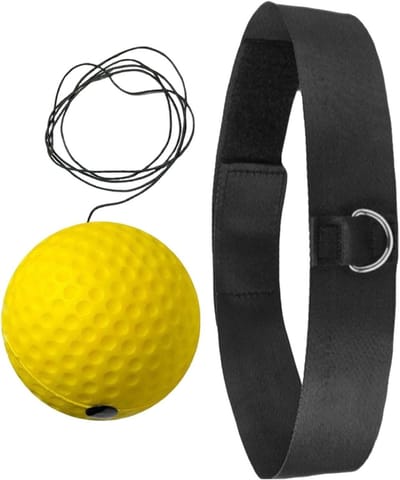 Boksbal Hoofdband - Reactiebal Set - Verbeter Coördinatie - Lichtgewicht Ontwerp - 8cm Artikel - Geel