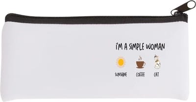 Akyol - i'm a simple woman sunshine, coffee, cat Etui - Quotes - vrouwen die simpel zijn - vrouwen - quotes - verjaardagscadeau - verjaardag - cadeau - kado - geschenk - gift - 20 bij 9 cm