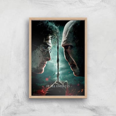 Harry Potter and the Deathly Hallows Part 2 Giclee Art Print - A4 - Wooden Frame