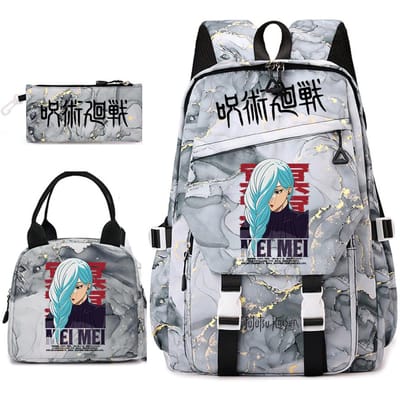 Jujutsu Kaisen Anime Print Schooltas Set 3 Stuks Rugzak Lunchtas Etui voor Meisjes Lichtgewicht Casual Dagrugzak