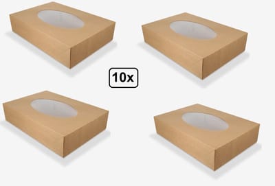 10x Cateringdozen kraft 36x25x8cm - 35cm - catering salade maaltijd bezorg doos thuis bezorg