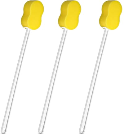 longziming -3-delige Douchborstelset voor Dames, Lange Handvaten van 22,4 inch, Geel Spons voor Lichaams- en Voetverzorging, Geschikt voor Douche en Bad, Achtcijferig Design