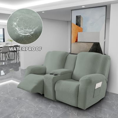 8 stuks/set waterdicht 2-zits relaxbankhoezen all-inclusive loveseat middenconsole bankhoezen 2Seat Recliner cover