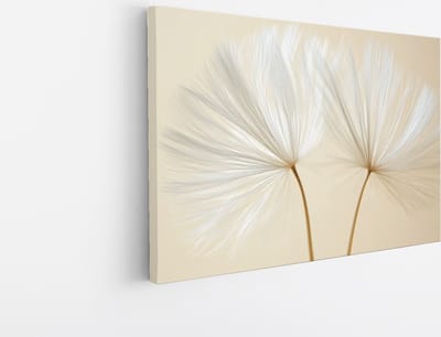 Saammp Canvas Schilderij - 2 witte Bloemen - Kunstwerk - Natuur - Abstract - 45x30 - Foto op canvas - Wanddecoratie - Muurdecoratie Woonkamer - Woonkamer Decoratie