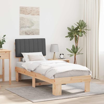 vidaXL - Bedframe - met - Gevoerde - Hoofdbord - Donkergrijs - 80 - x - 200 - cm