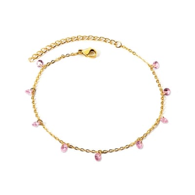Planet Pink - Armband diamanten bedels roze goud - Stainless Steel - Roestvrij Staal rvs - Waterproof