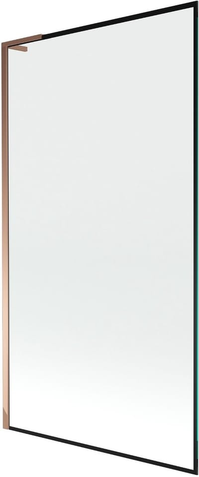 Mexen Next L badwand één vleugel 100 x 150 , zwart frame, roze goud - 895-100-000-03-70-60