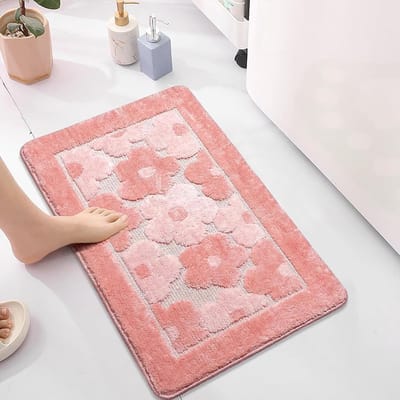 Badkamermat, schattige roze badmat, voetmat, leuke zachte verdikte microvezel, kersenbloesem vloermat, absorberende antislip vloermat voor badkamer, keuken, woonkamer, toilet, 50 x 80 cm (roze)