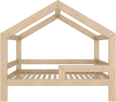 Need Sleep - Montessori Kinderbed Huisbed 70x140 cm - Naturel Hout - Peuterbed met Uitvalbescherming - Symmetrisch
