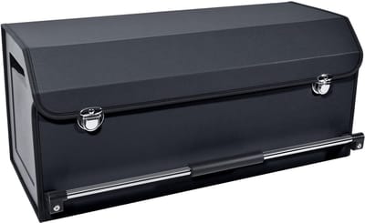 Kofferbakorganizer, leer, waterdicht, met deksel en stabiele handgreep, opbergvak voor verpakking, SUV, auto-accessoires (zwart) (zwart, L (69 * 29 * 31cm))