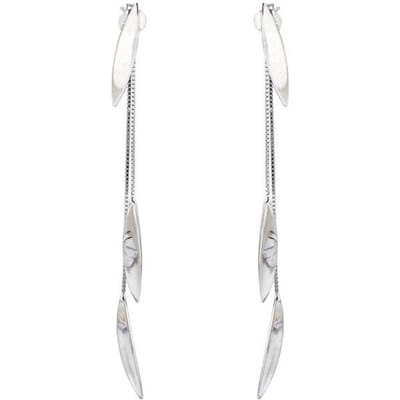 925 Sterling Zilver Veer Hangende Oorbellen voor Dames Lange Kwastjesketting Drop Oorbellen Feest Sieraden white