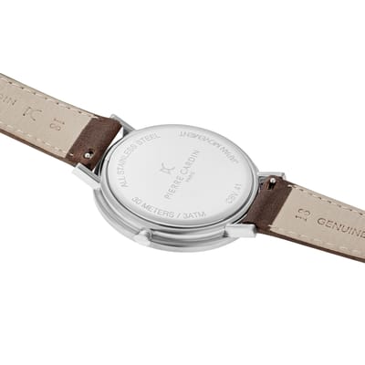 Pierre Cardin Belleville Park CBV.1026 Horloge - Leer - Bruin - Ø 41 mm