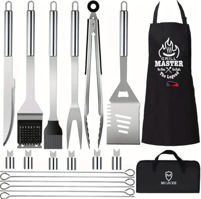 Nivard Barbeque Set - Barbecueset - Barbecue - Barbecues - BBQ - Tangenset - Vleeset - Accessoires - Zomer - 20 stuks