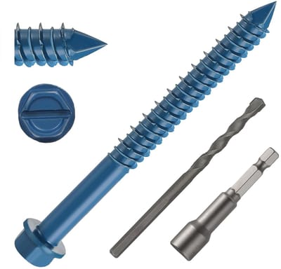 Dailygoods- Betonschroeven M5,5 x 83 - 30 stuks - Zeskantkop - Koolstofstaal - Inclusief boor en bitdopsleutel - Geschikt voor metselwerk en beton - Bevestigingsschroeven