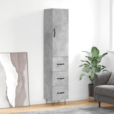 vidaXL - Hoge - kast - 34,5x34x180 - cm - bewerkt - hout - betongrijs