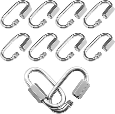 10 stuks Heavy Duty Karabijnhaak Clips - Roestvrij Staal D-vormige Vergrendeling voor Outdoor Activiteiten