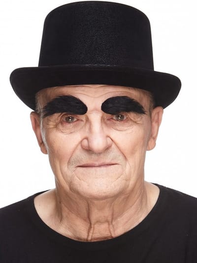 Partychimp Nep Wenkbrauwen Oude Man Zelfklevend voor Carnaval Verkleedaccessoire - Zwart - Imitatiebont