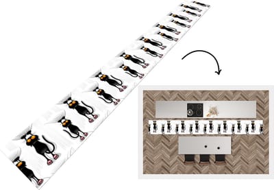 Keukenloper - Keukenmat - Patroon - Kat - Zwart - 400x50 cm - Keuken vloerkleed