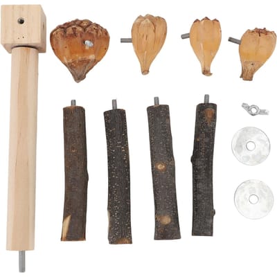 Jouet Perchoir Perroquet Rotatif Entraînement Interactif Support en Bois pour Oiseau Jouet d'Exercice avec Jouet à Mâcher pour beige