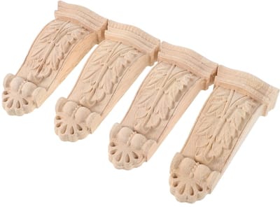 Houten Romeinse Zuilen - Decoratieve Kolommen - Meubel Decoratie - Gedetailleerd Houtsnijwerk - 11 x 5 x 2.5 cm - Beige
