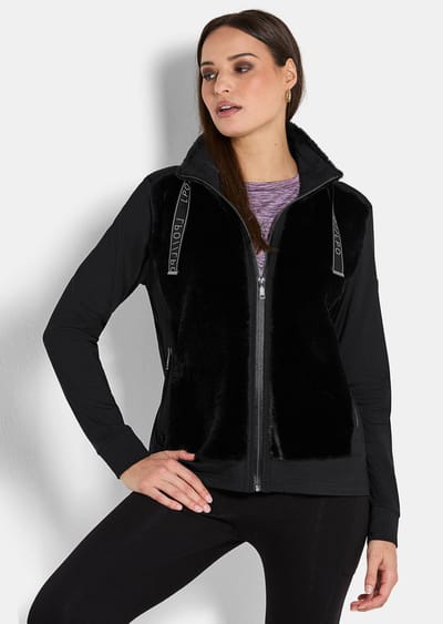 Pluizig vrijetijdsjack in bontlook - zwart - Gr. 38 van Goldner Fashion