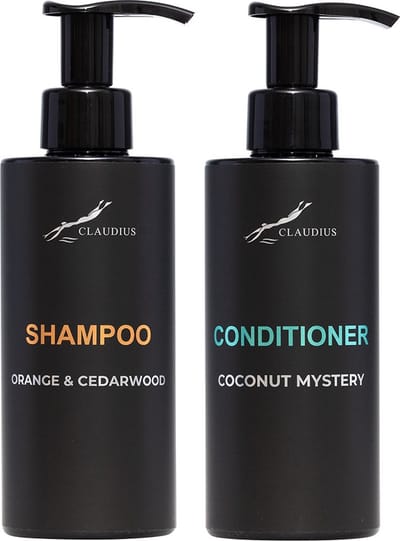 Douchepakket - Shampoo Sweet Orange & Cedarwood + Coconut Conditioner - 300 ml per fles - bodycare - luxe fles - set van 2 stuks - Cadeau