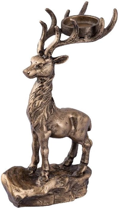 PTMD Kandelaar HERT S Dixon - 12x16x31 cm - Aluminium - Messing
