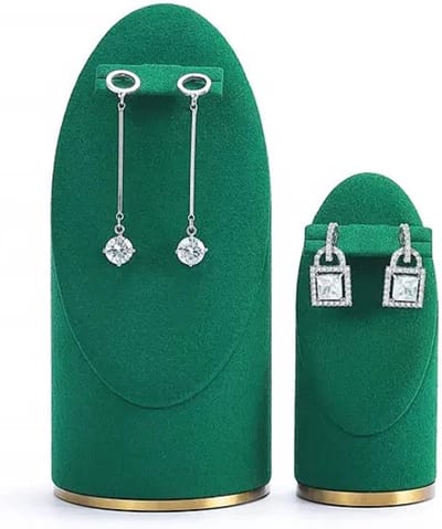 Juwelendisplay Set - Oorbelhouder - Winkelpresentatie - Zacht Microvezel - 2 Stuks - Groen