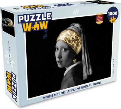 Puzzel Meisje met de parel - Vermeer - Goud - Legpuzzel - Puzzel 1000 stukjes volwassenen